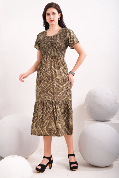 Khaki-Colored Short Flare Gown