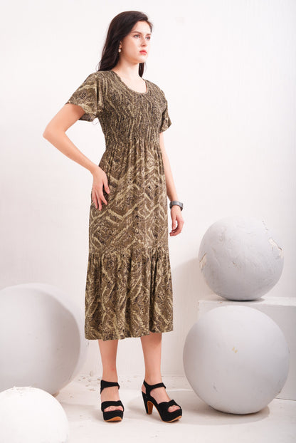 Khaki-Colored Short Flare Gown