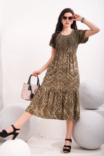 Khaki-Colored Short Flare Gown