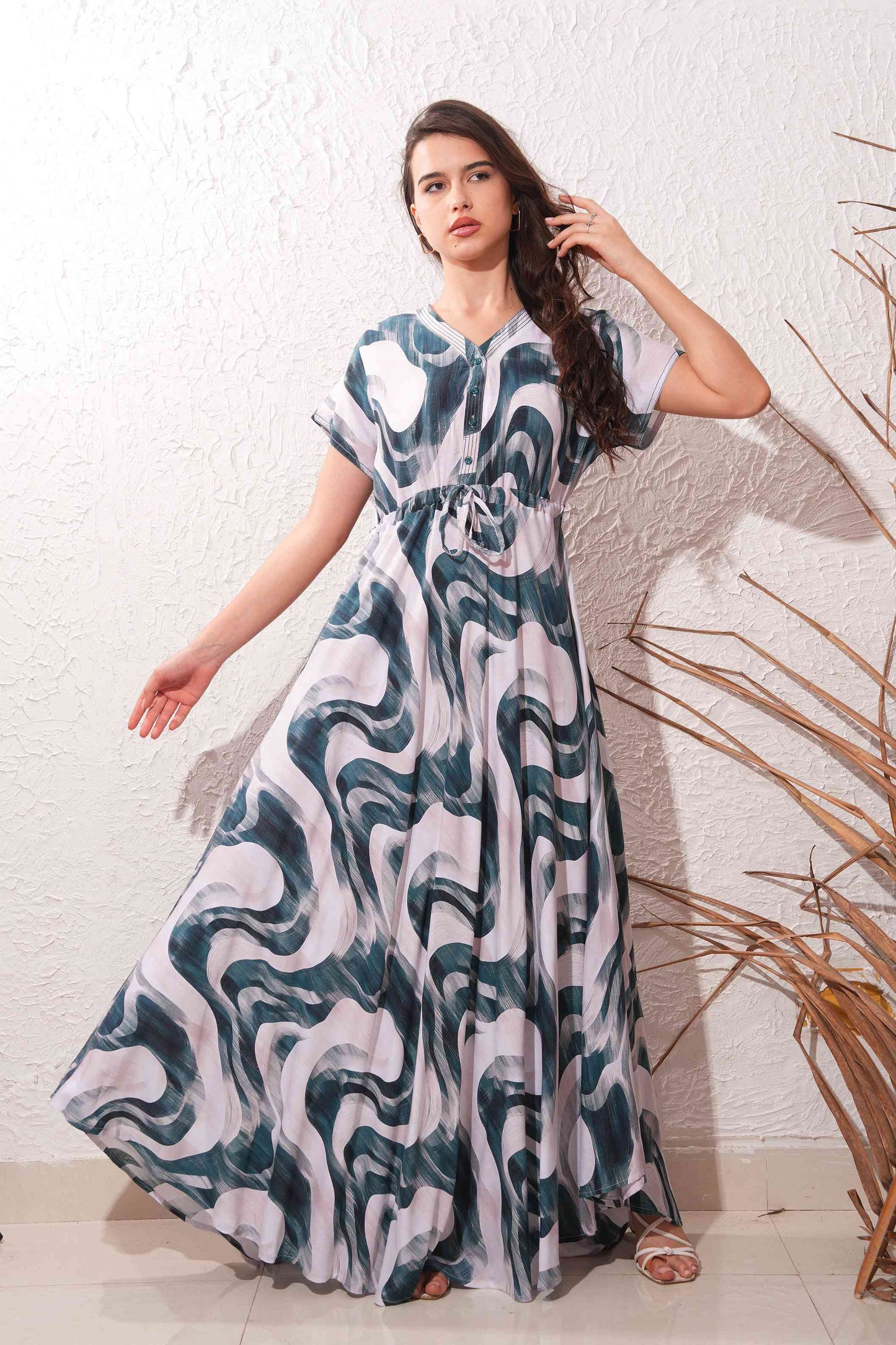 Indigo-Colored Premium Flare Gown