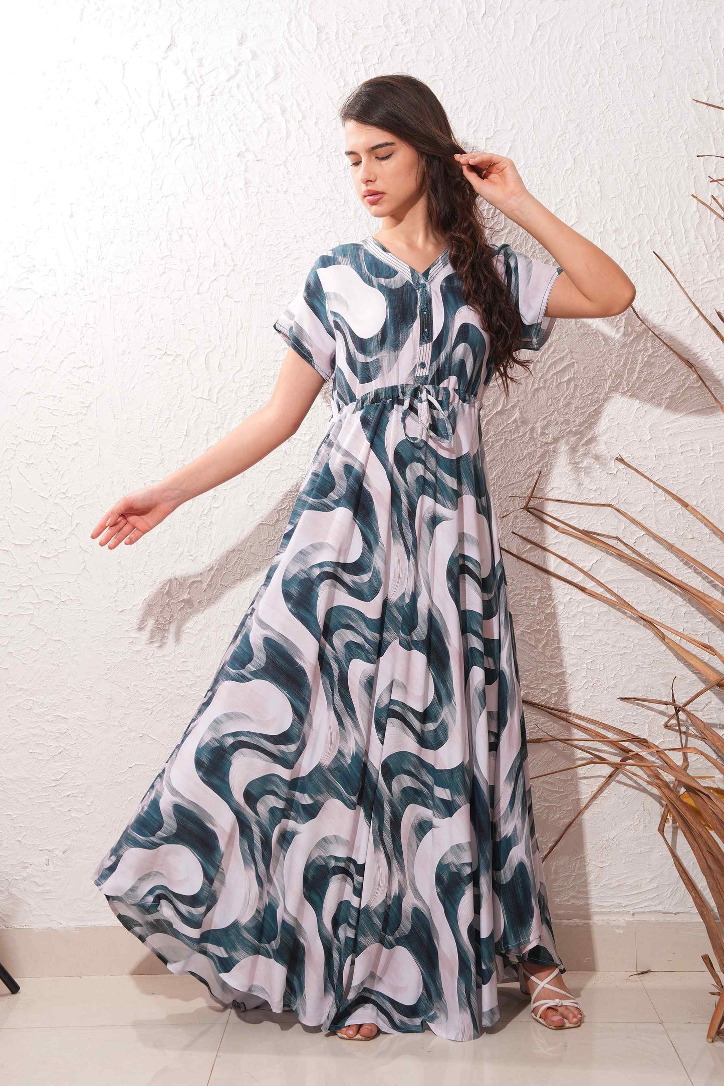 Indigo-Colored Premium Flare Gown