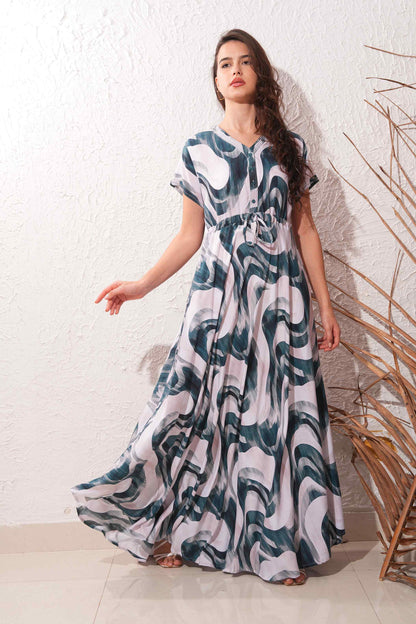 Indigo-Colored Premium Flare Gown
