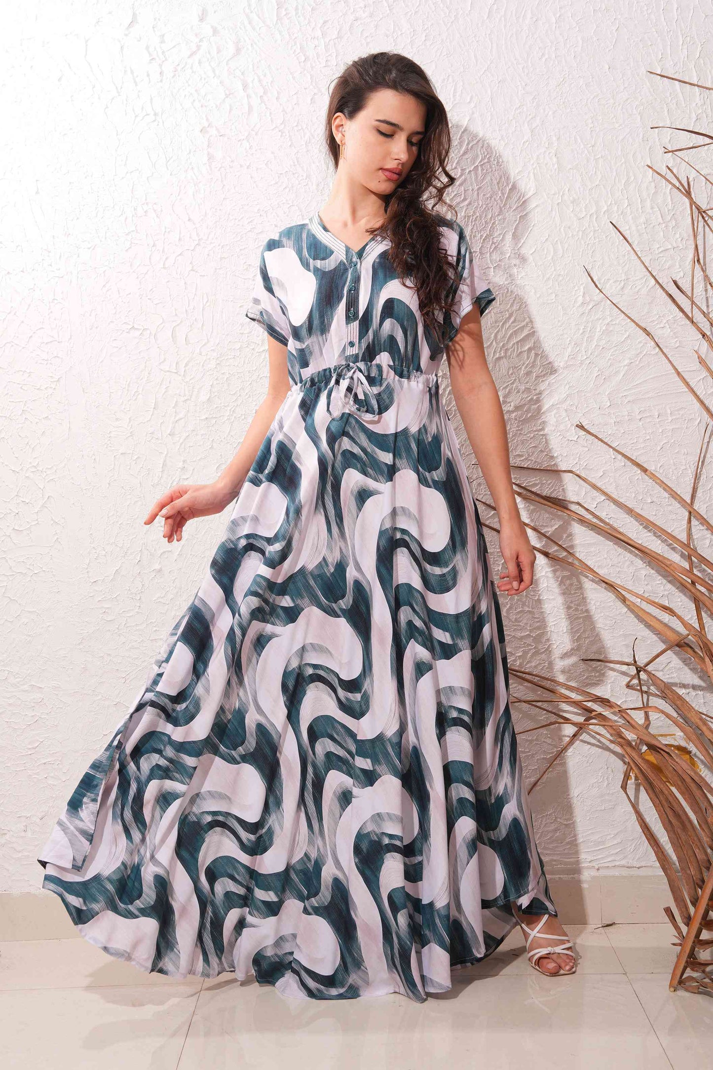 Indigo-Colored Premium Flare Gown