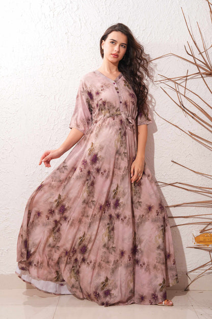Quicksand-Colored Premium Flare Gown