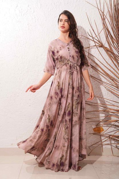 Quicksand-Colored Premium Flare Gown