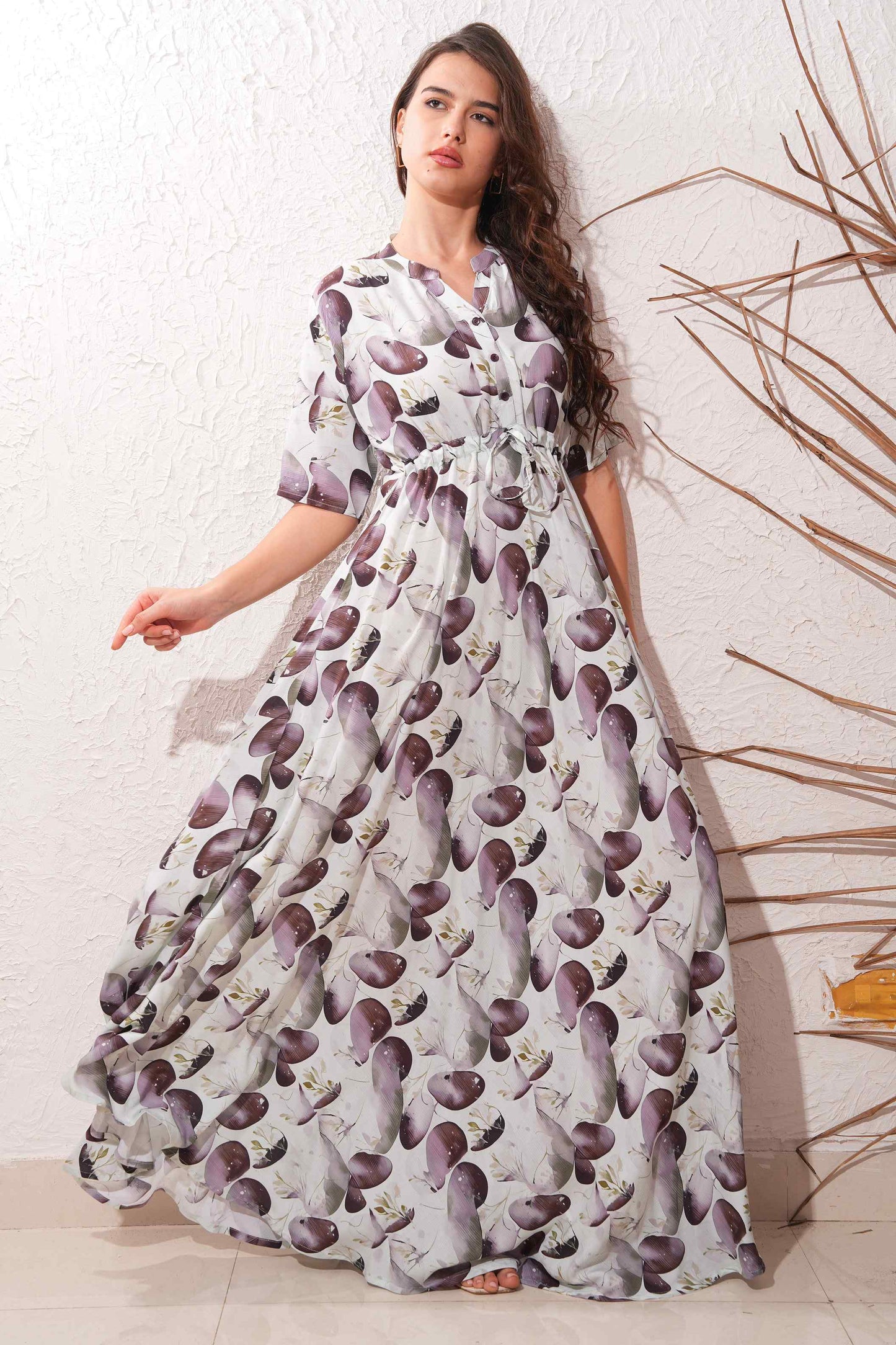 Off White-Colored Premium Flare Gown