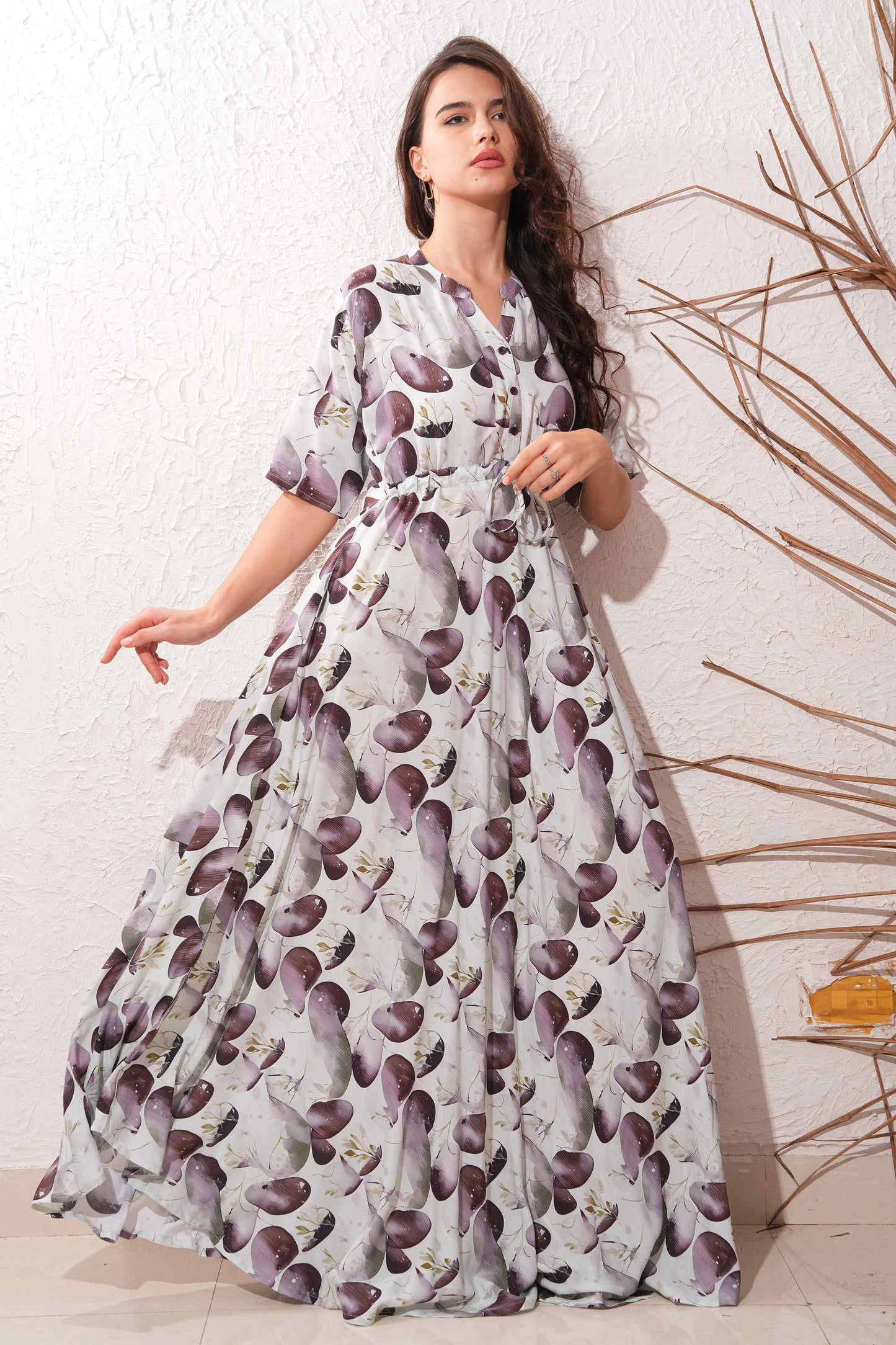 Off White-Colored Premium Flare Gown