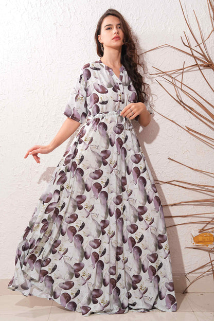 Off White-Colored Premium Flare Gown