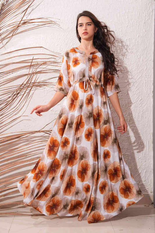 Brown Rust-Colored Premium Flare Gown