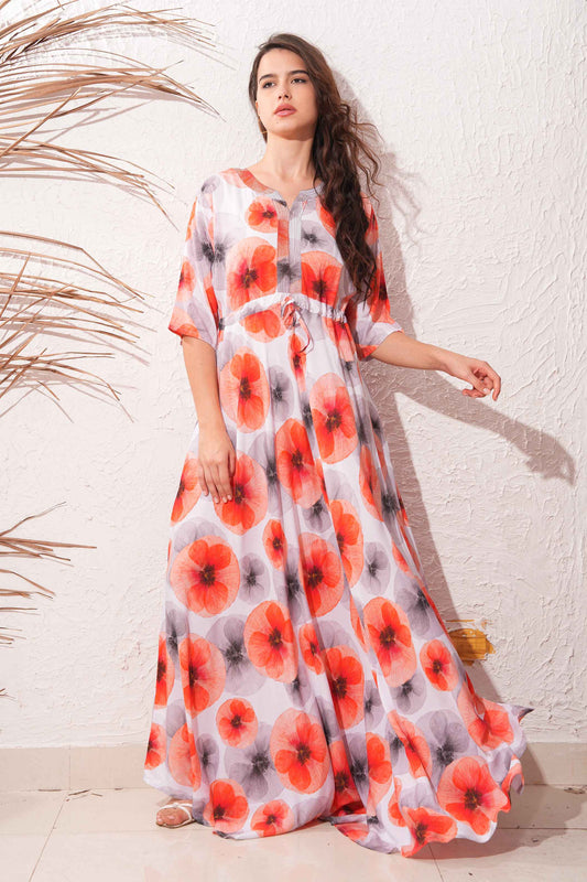 Orange-Colored Premium Flare Gown