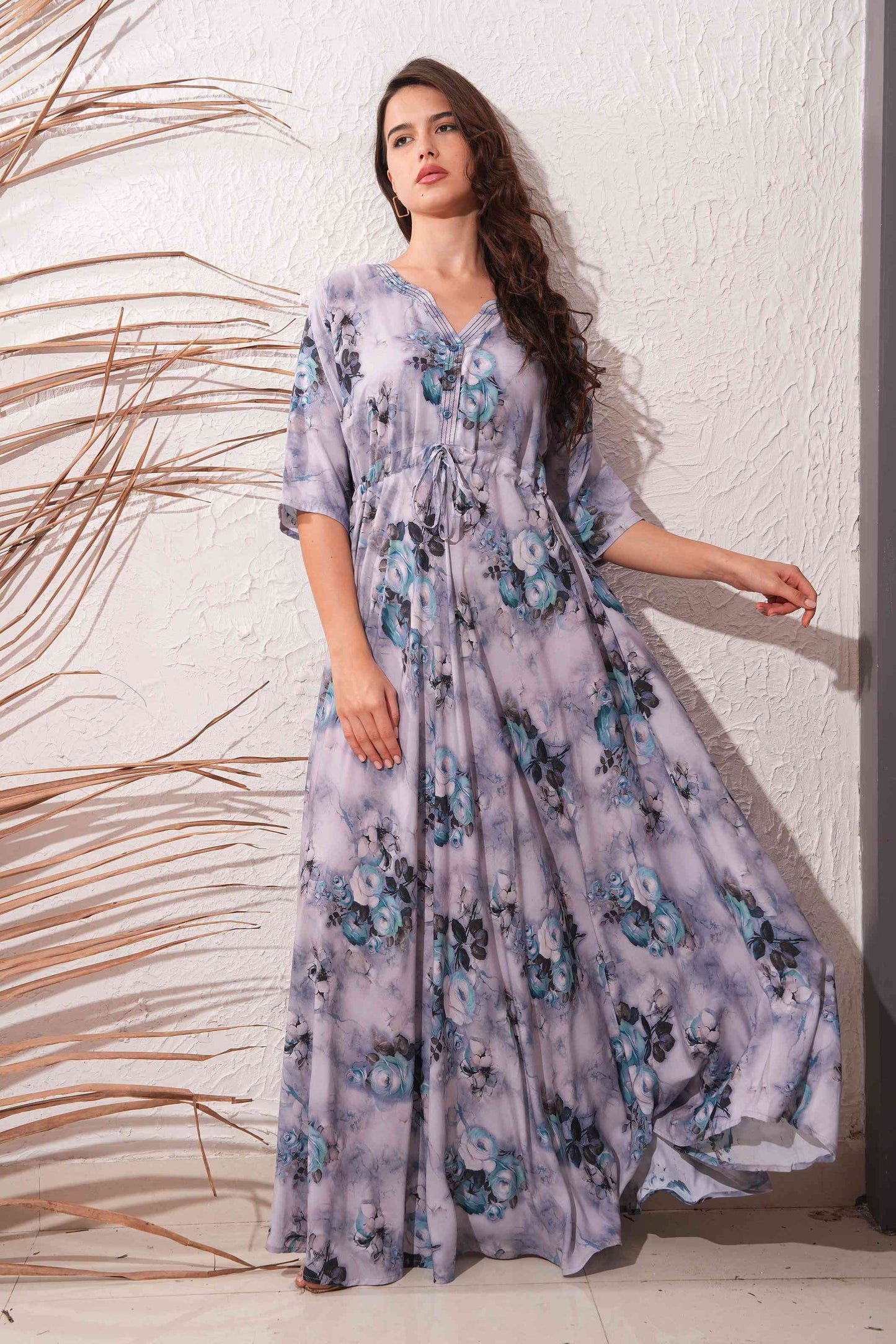 Dusty Grey-Colored Premium Flare Gown