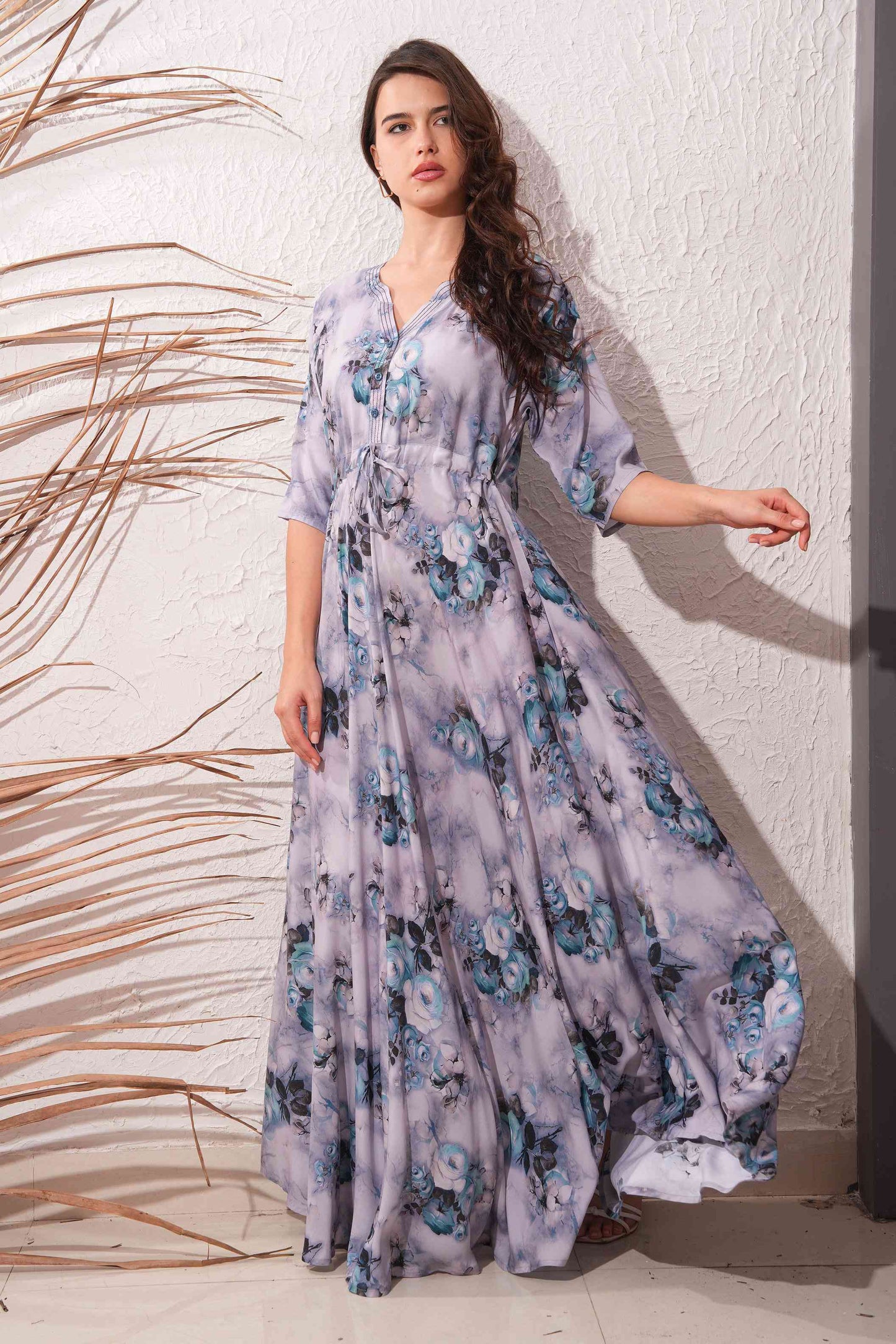 Dusty Grey-Colored Premium Flare Gown