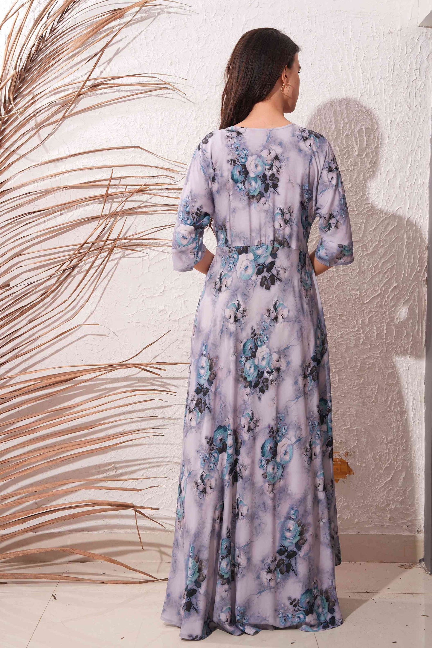 Dusty Grey-Colored Premium Flare Gown