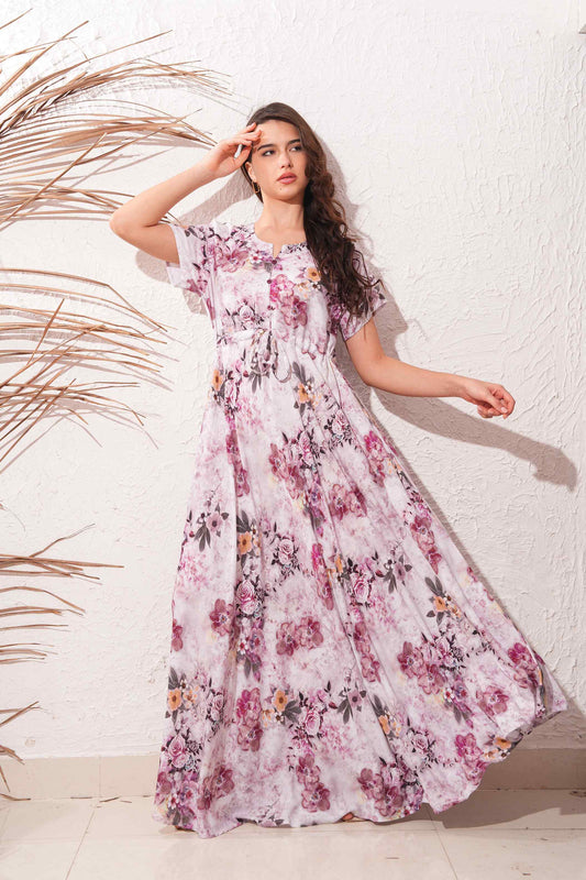 Pink-Colored Premium Flare Gown