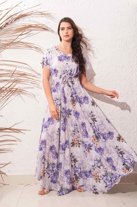 Purple-Colored Premium Flare Gown