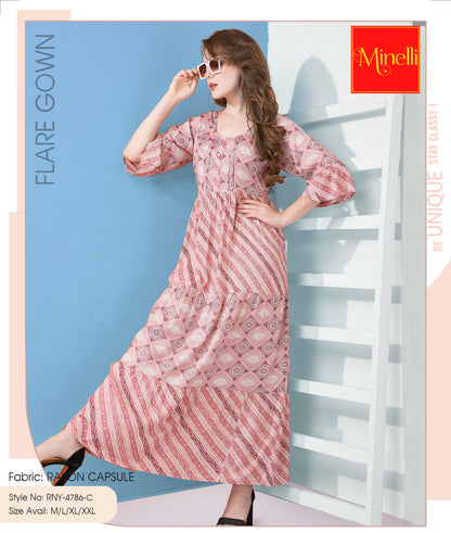 Womens Flare Gown - Peach