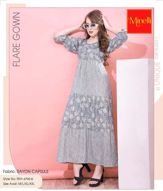 Womens Flare Gown - Grey