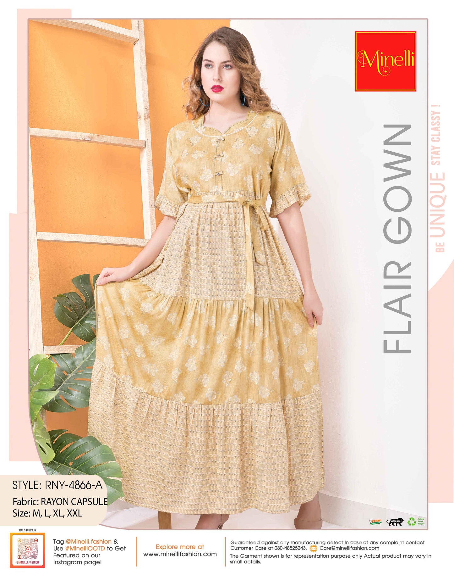 Womens Flare Gown - Skin