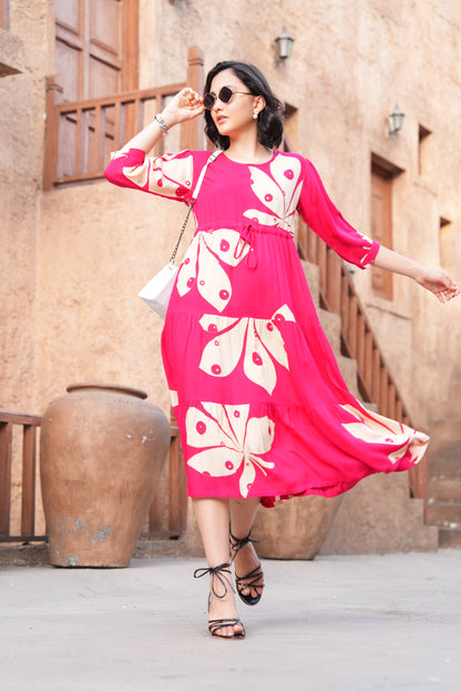 Fuchsia-Colored Ankle Flare Gown