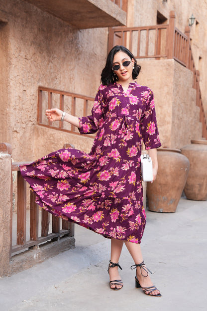 Wine-Colored Ankle Flare Gown