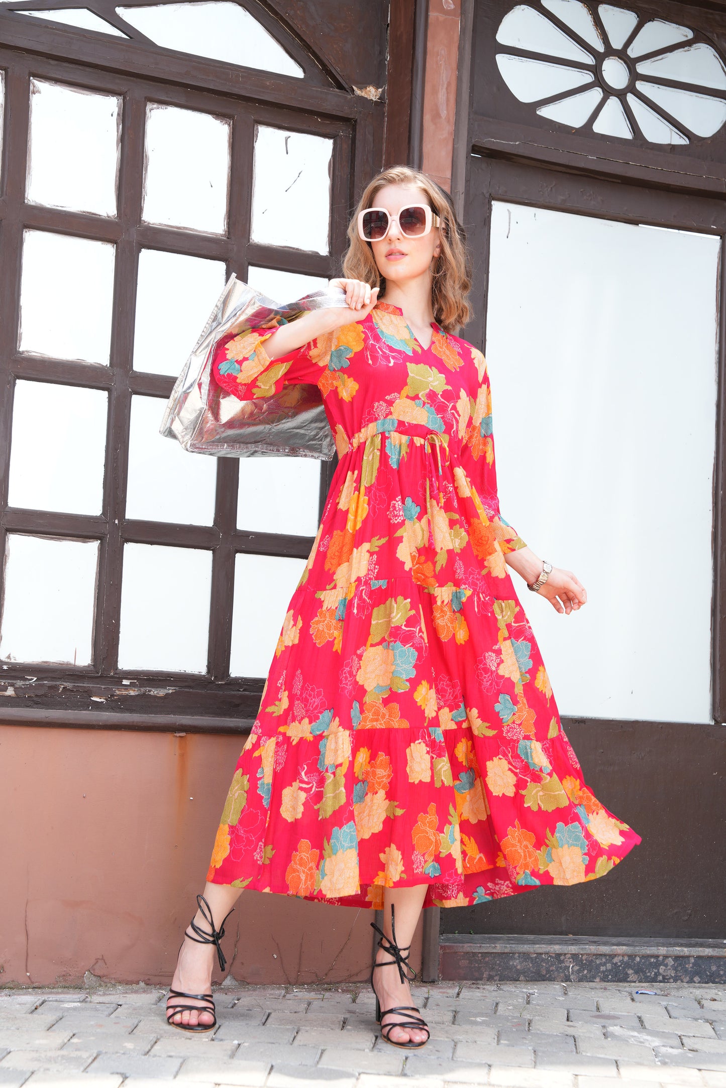 Radical Red-Colored Ankle Flare Gown