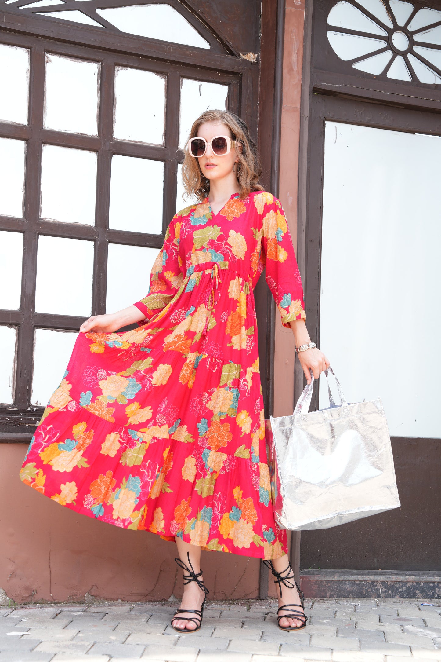 Radical Red-Colored Ankle Flare Gown
