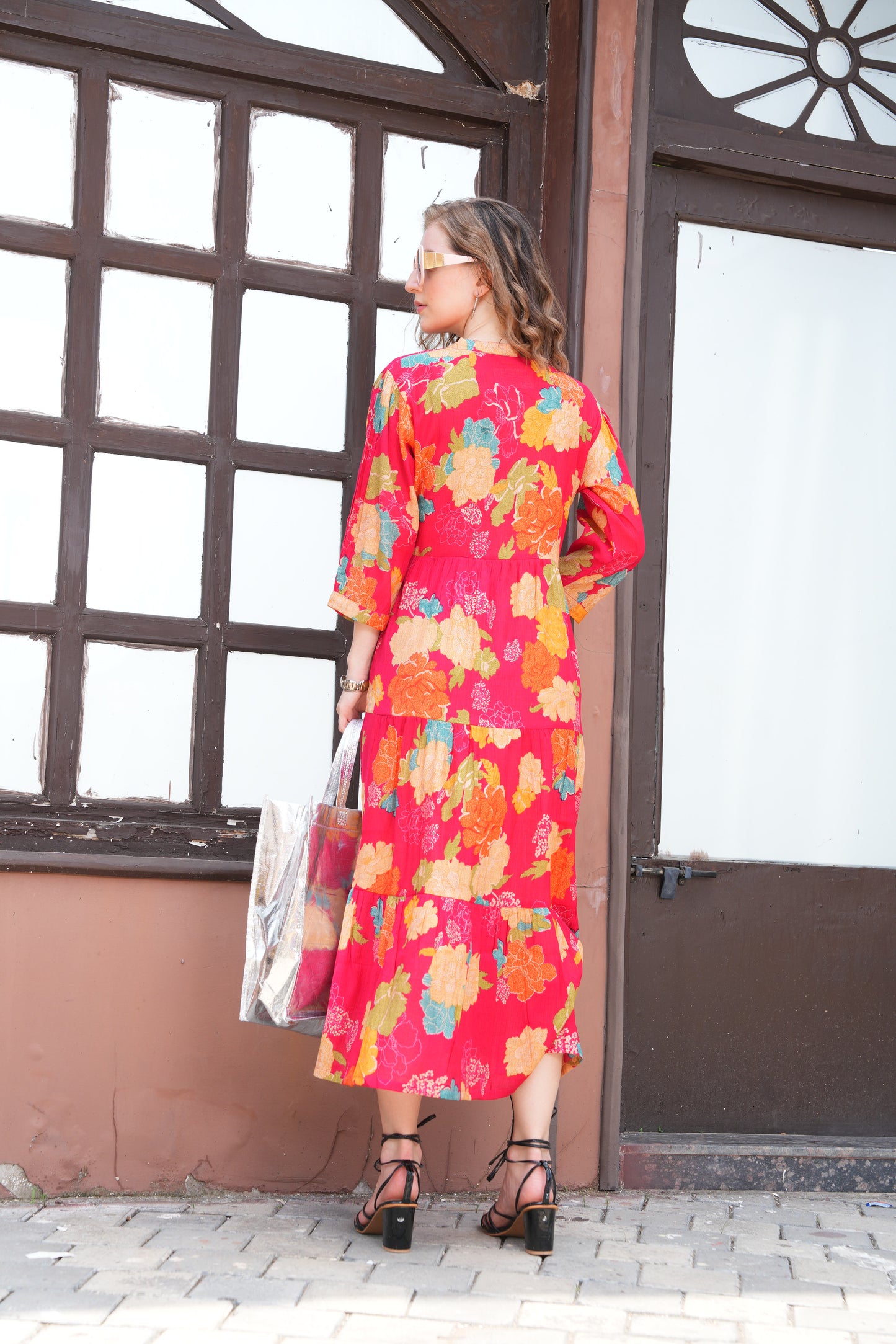 Radical Red-Colored Ankle Flare Gown