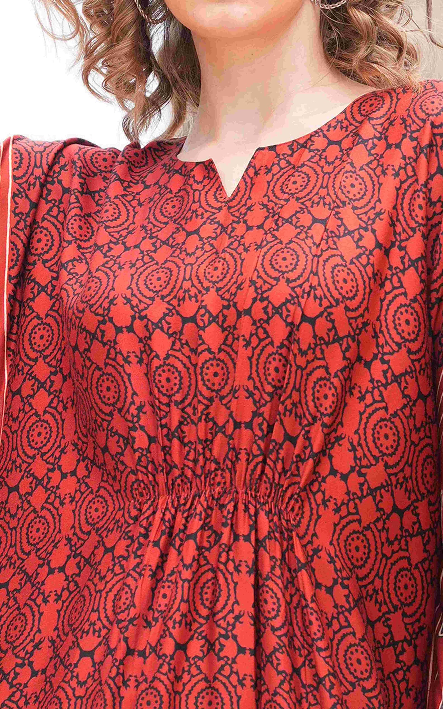 Womens Printed Kaftan Nightdress - Orange