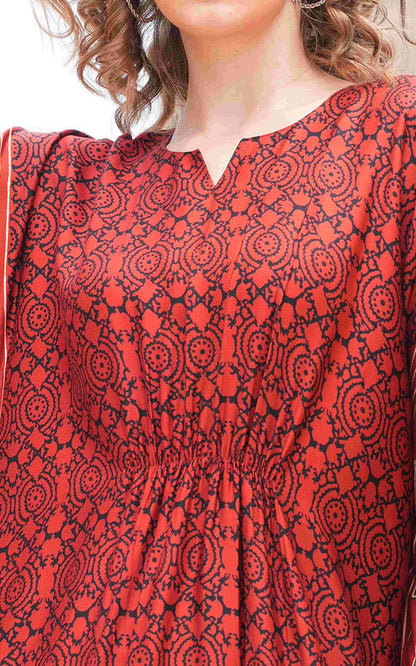 Womens Printed Kaftan Nightdress - Orange