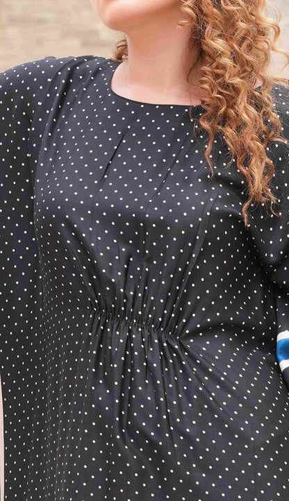 Womens Printed Kaftan Nightdress - Black