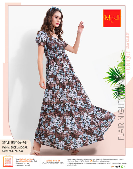 Womens Coffee-Colored Flare Gown