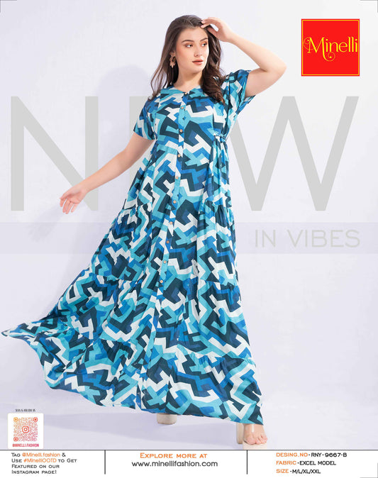 Womens Turquoise-Colored Flare Gown