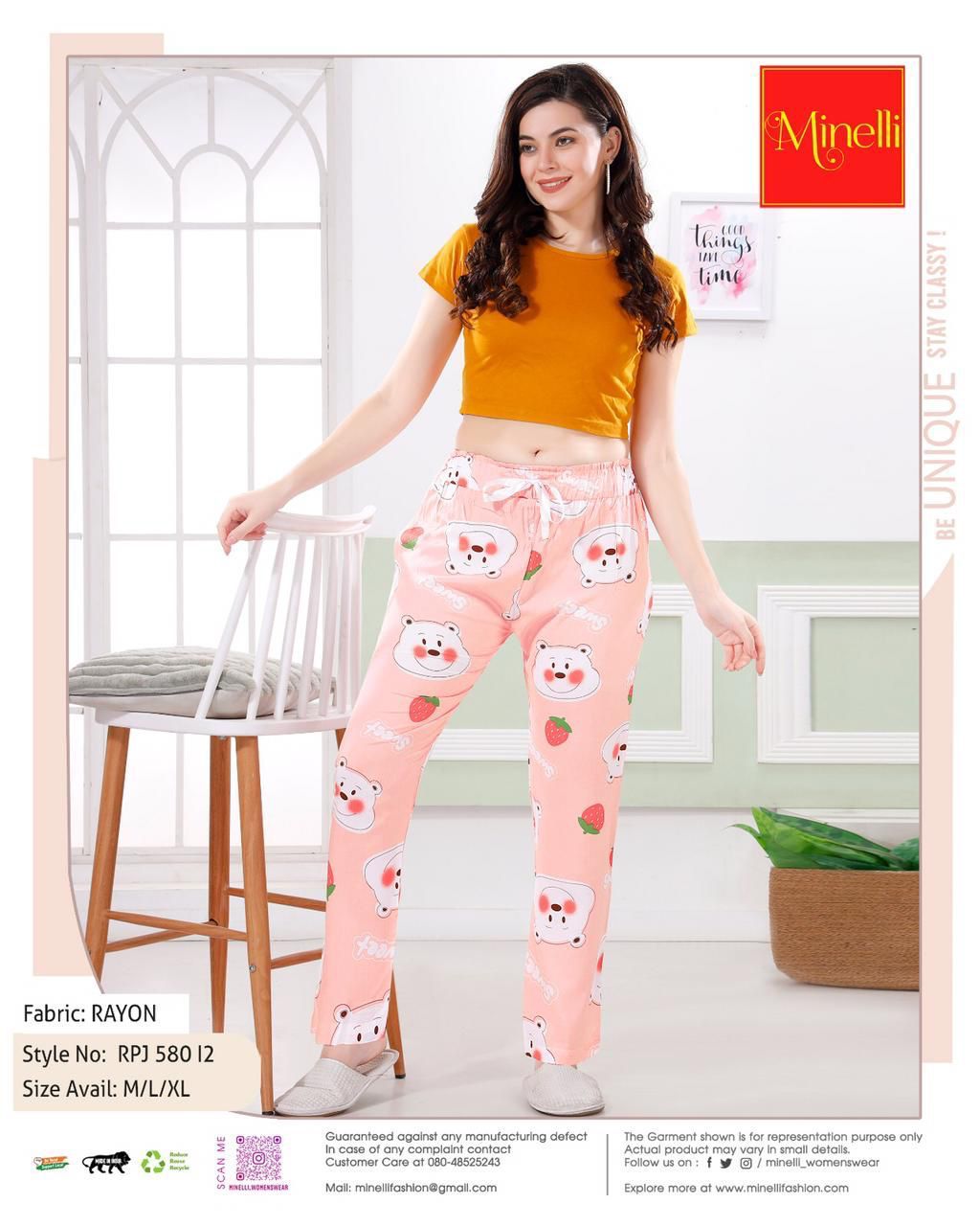 Peach-Colored Printed Pyjama