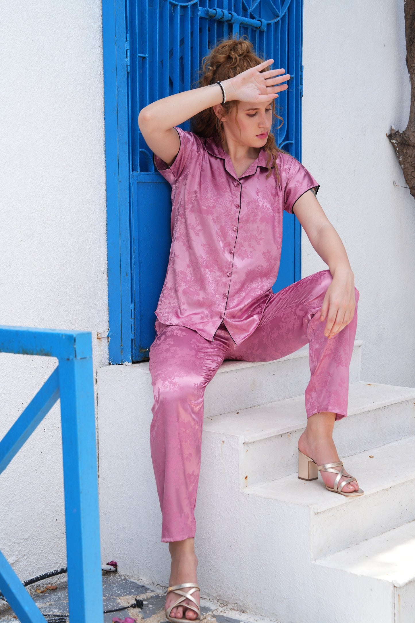 Womens Front Open Nightsuit - Onion