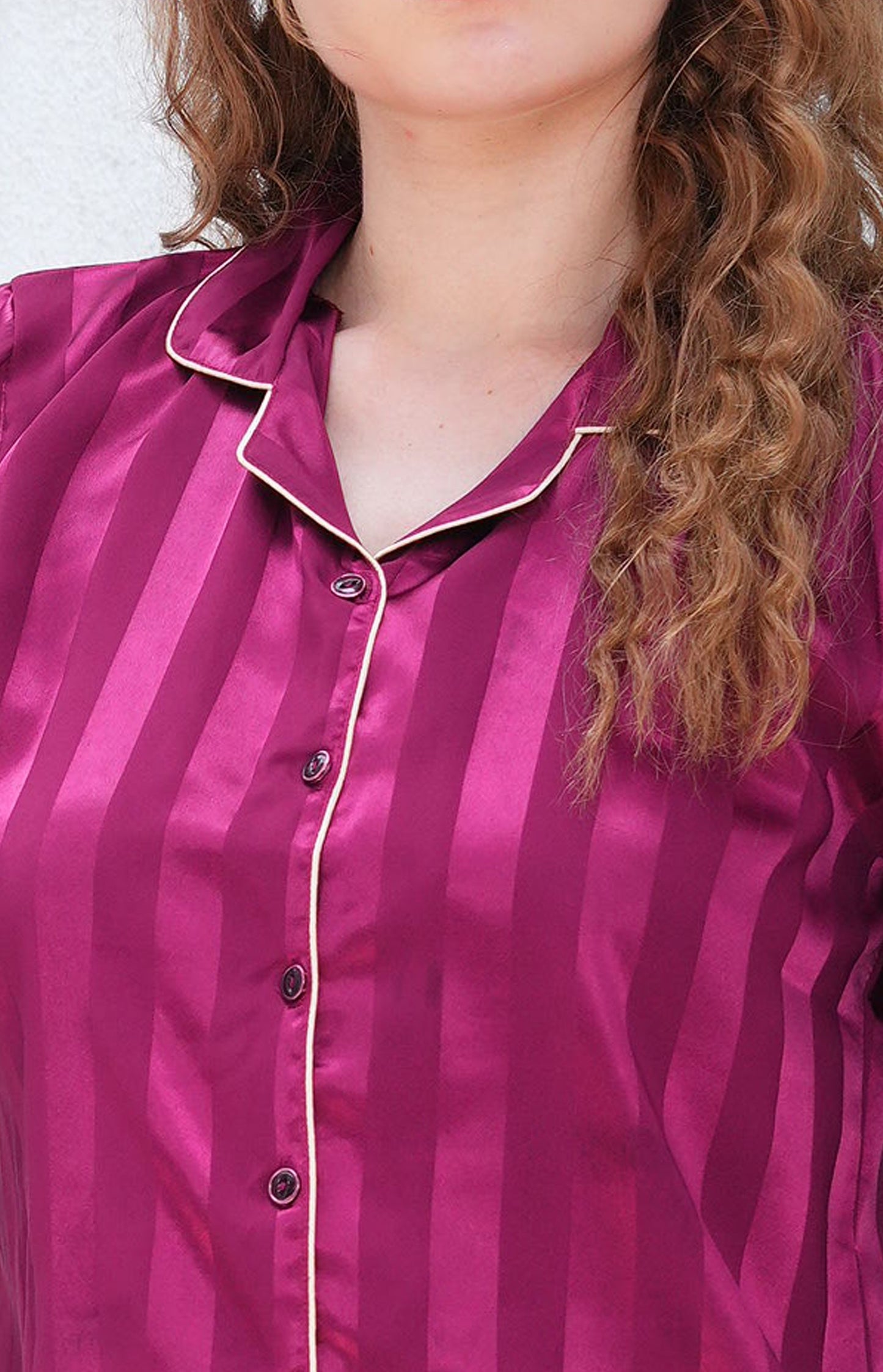 Womens Front Open Nightsuit - Raspberry