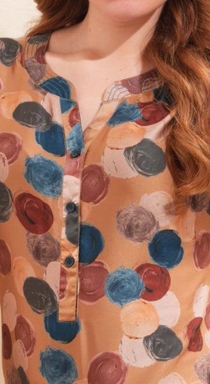 Womens Satin A-Line Nightdress - Brown