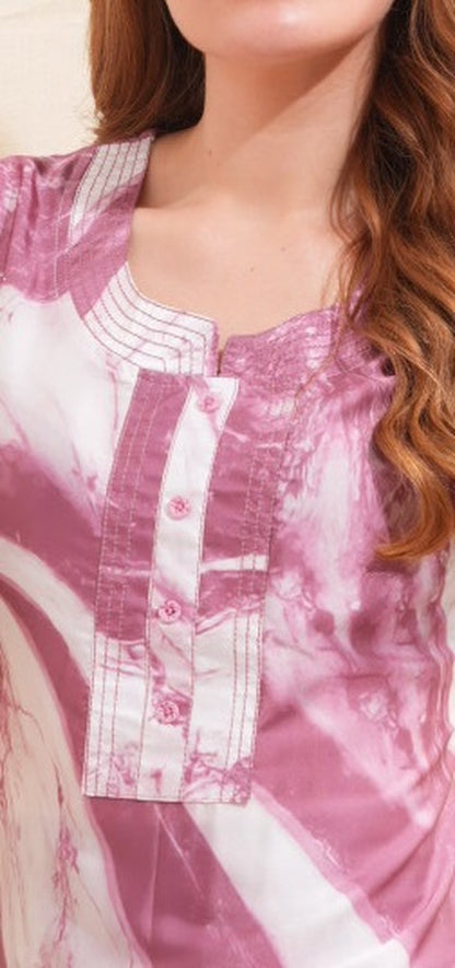 Womens Satin A-Line Nightdress - Tulip Pink