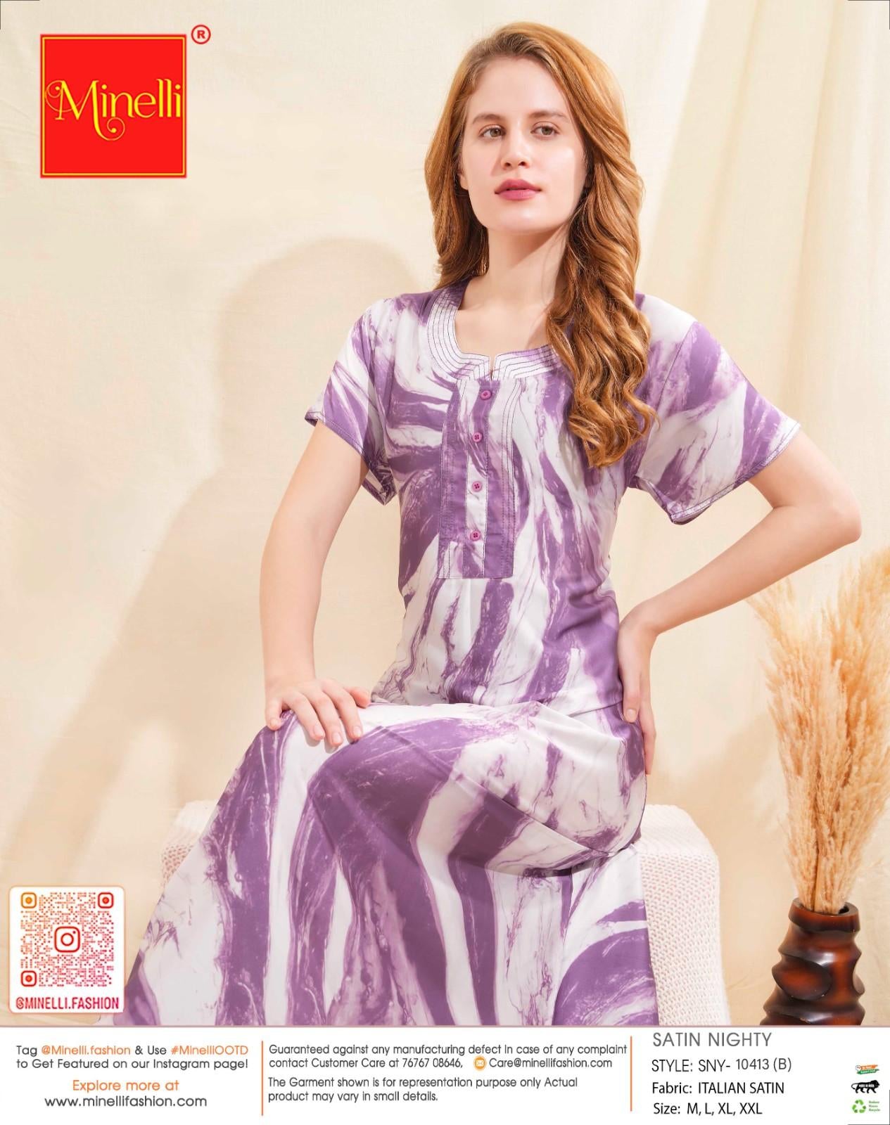 Womens Satin A-Line Nightdress - Opera Mauve