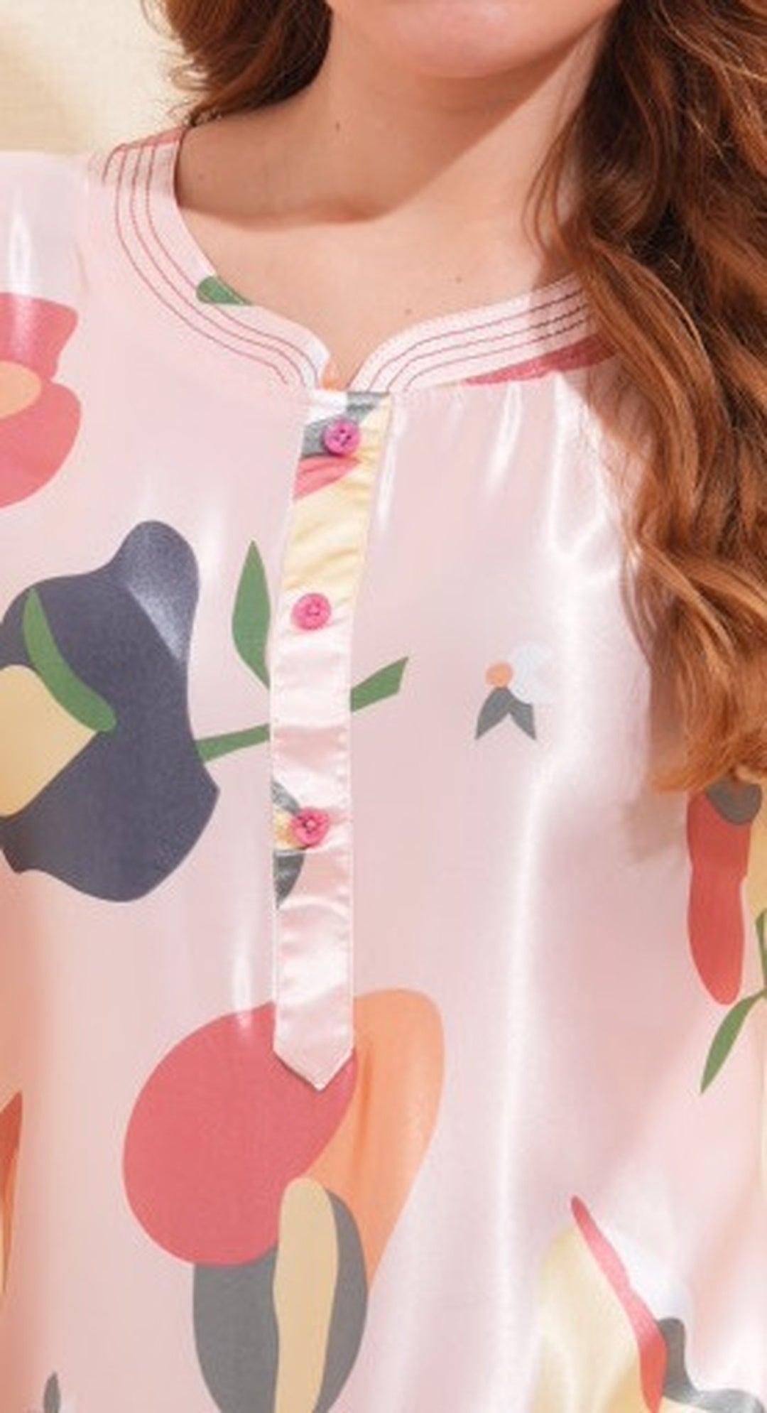 Womens Satin A-Line Nightdress - Peach