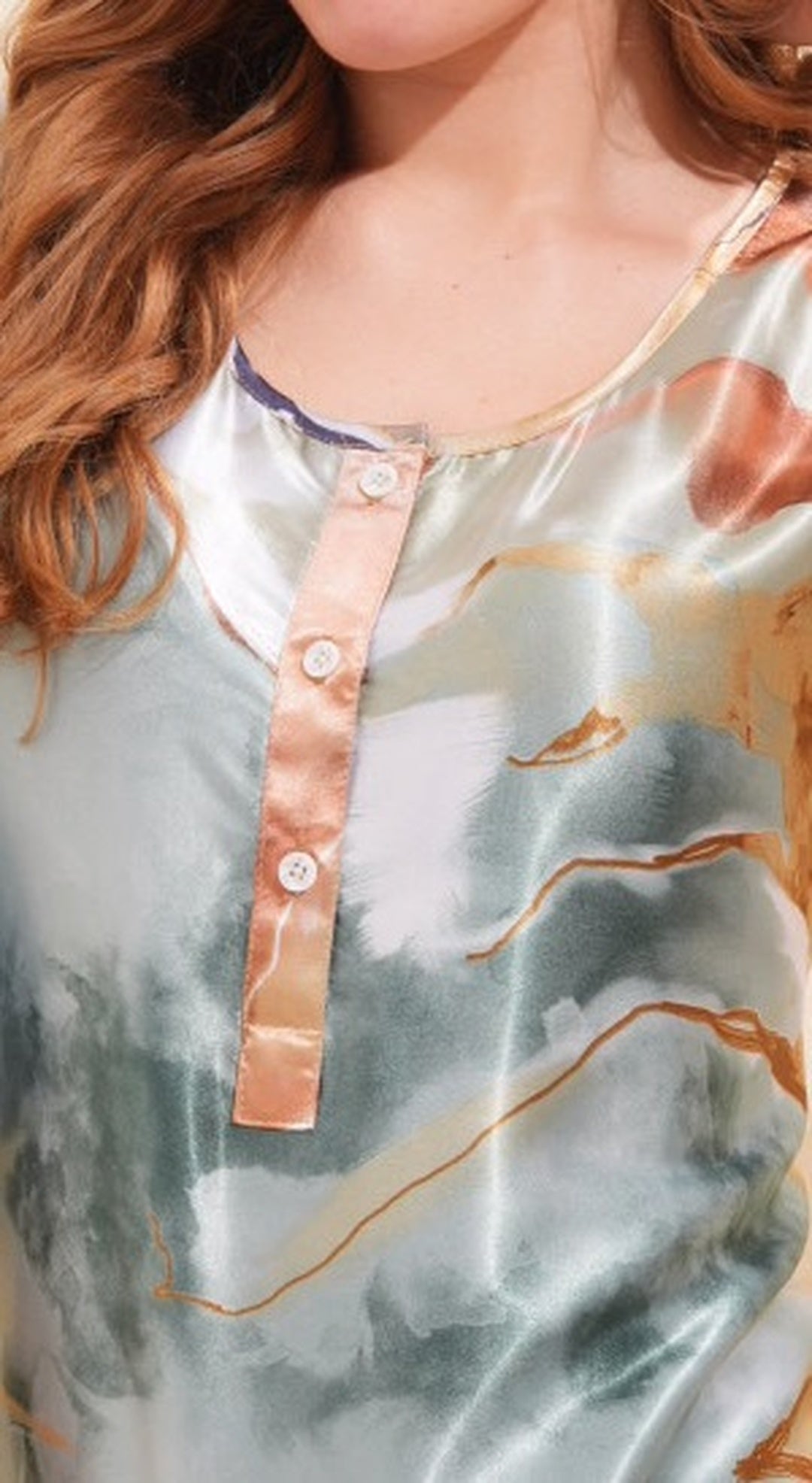 Womens Satin A-Line Nightdress - Multi