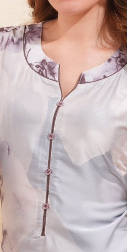 Womens Satin A-Line Nightdress - Grey