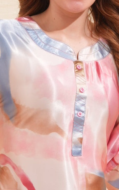 Womens Satin A-Line Nightdress - Multi