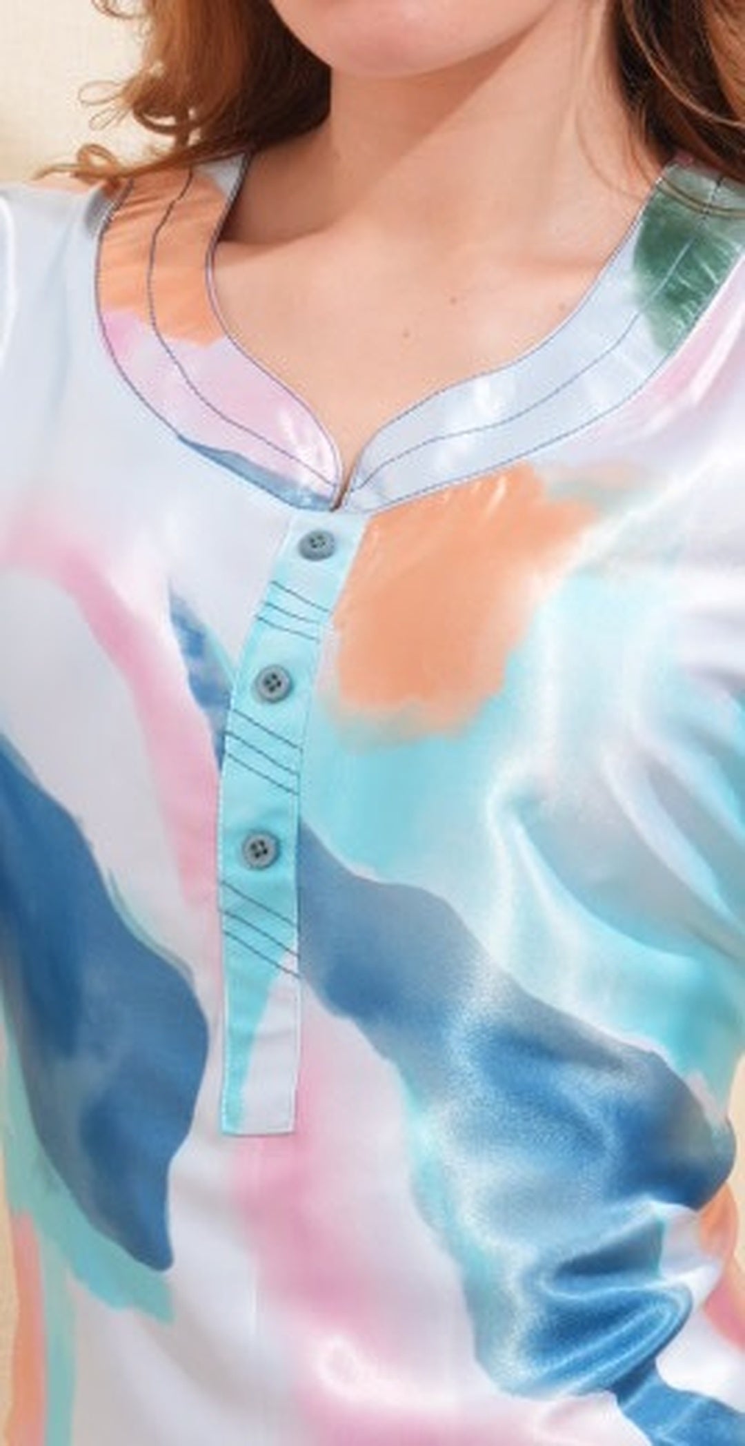 Womens Satin A-Line Nightdress - Multi