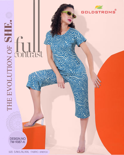 Womens Printed Travel Wear - Turquoise