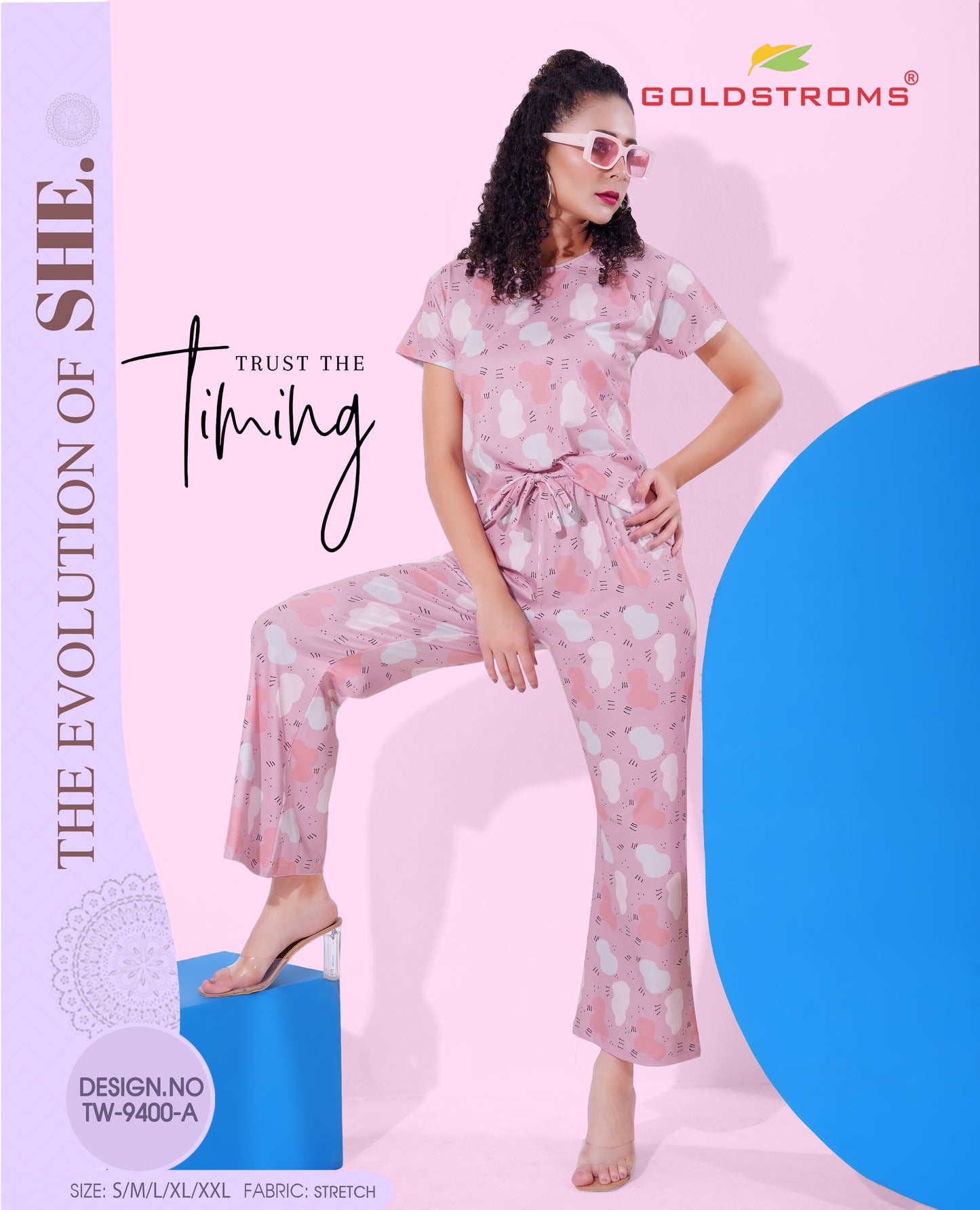 Womens Printed Travel Wear - Pink