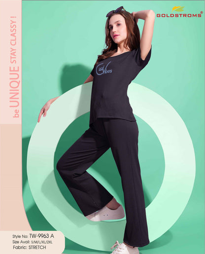 Womens Printed Travel Wear - Charcoal