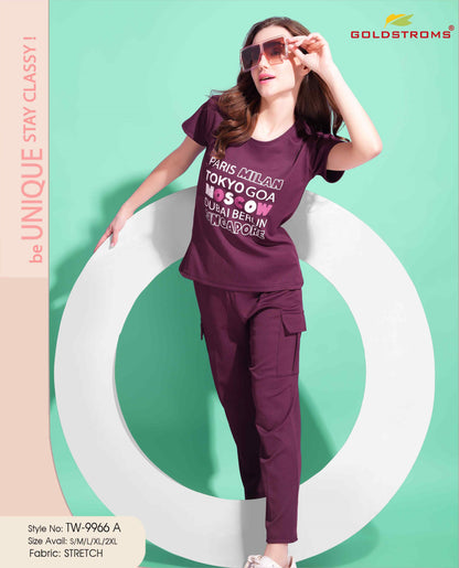 Womens Printed Travel Wear - Magenta