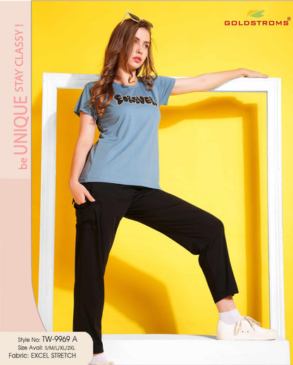 Womens Printed Travel Wear - Grey