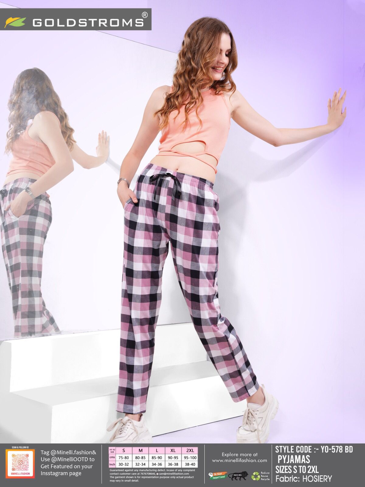 Pink-Colored Printed Pyjama