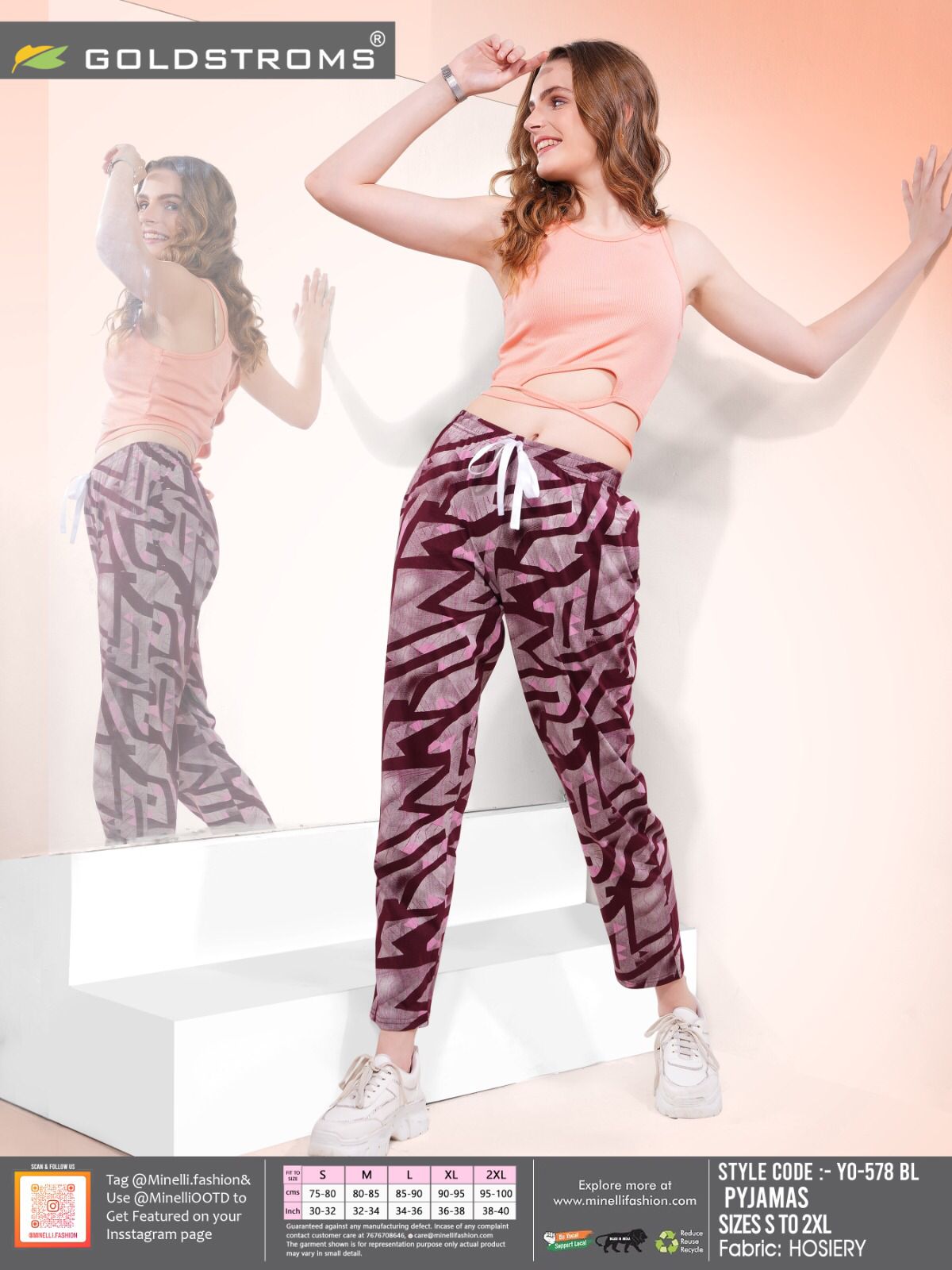 Maroon-Colored Printed Pyjama